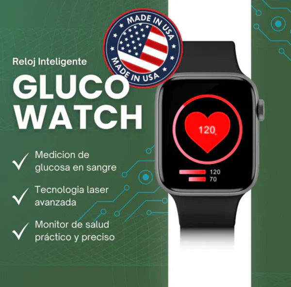 Reloj SmartWatch Plus + Medidor de glucosa, presión arterial y colesterol